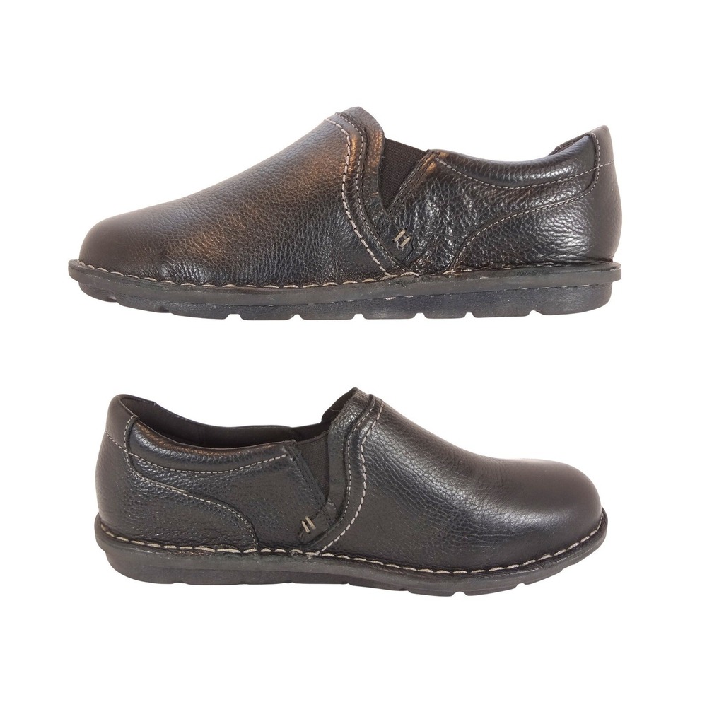 Clarks Collection Loafers Women 9 Wide Black Excellent Leather Slip On Cushioned - Picture 2 of 8
